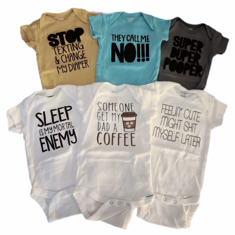 6pc Infant Bodysuit Onesies Lot sz 3-6M Boy/Girl/Neutral Sarcasm/Quote Set